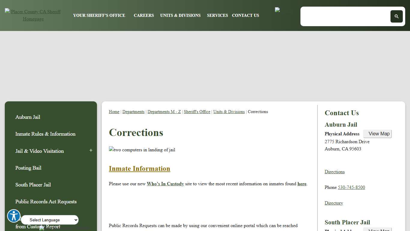 Corrections | Placer County, CA