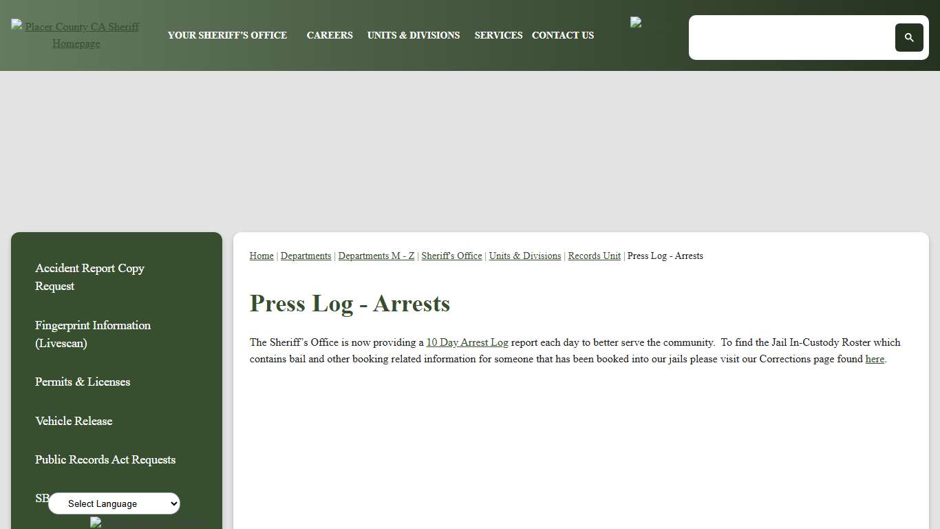 Press Log - Arrests | Placer County, CA