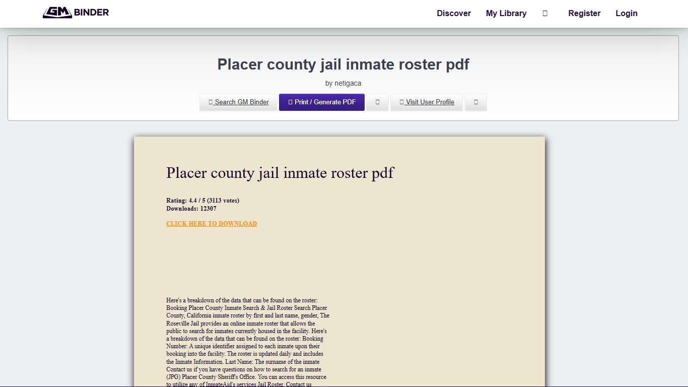Placer county jail inmate roster pdf | GM Binder
