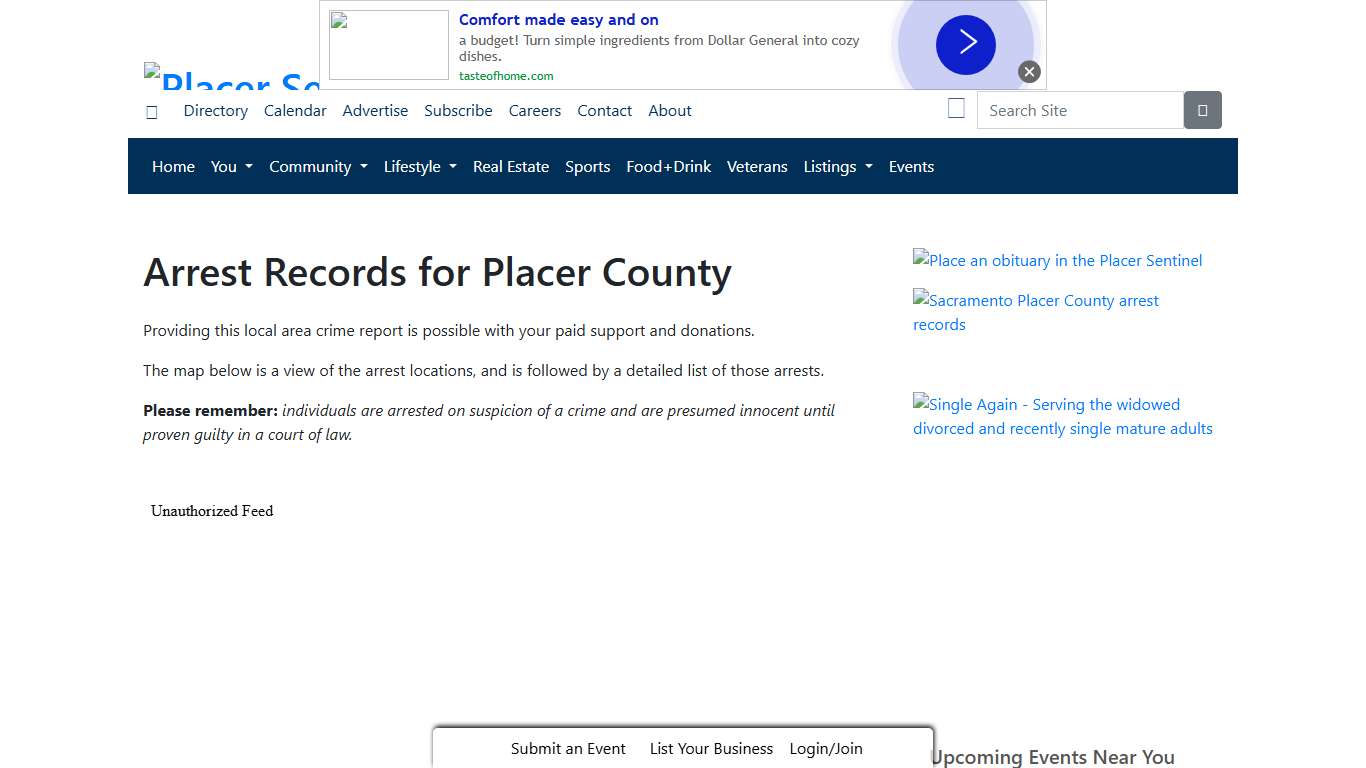Arrest Records for Placer County